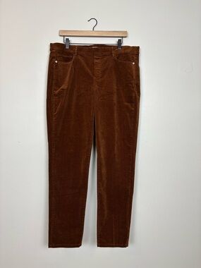 J Jill Pants Womens Large Brown Corduroy Straight Leg High Rise Stretch